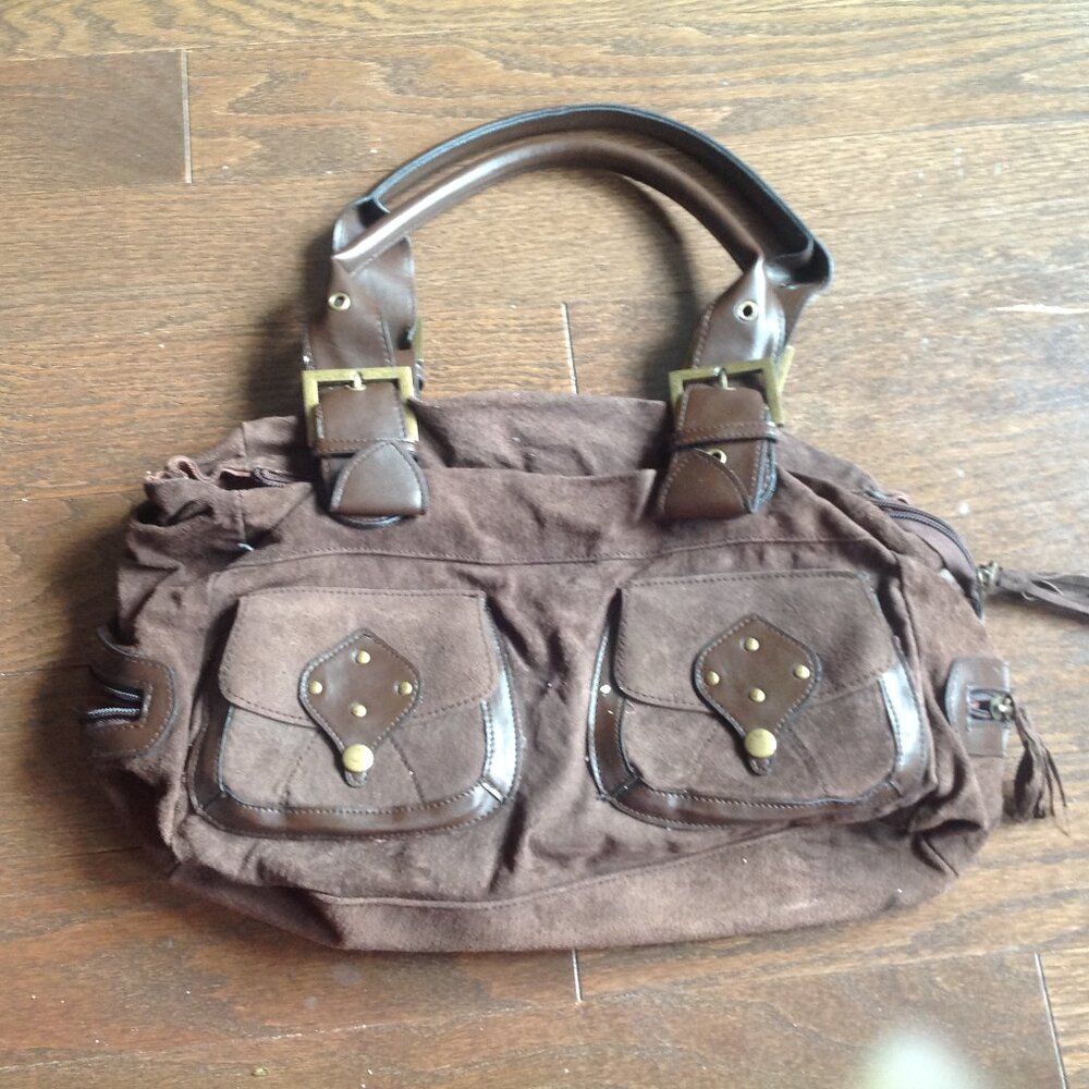 Brown suede purse bag